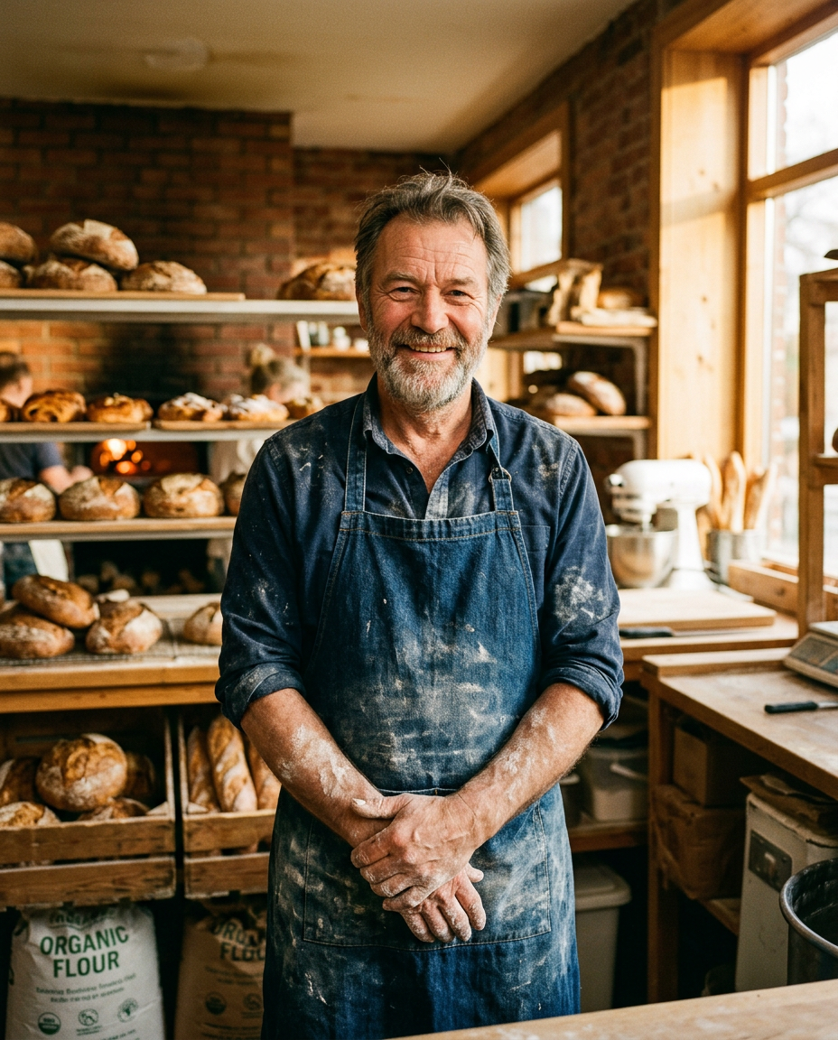 Arthur Vance, head baker at Golden Crust Bakery, in his kitchen